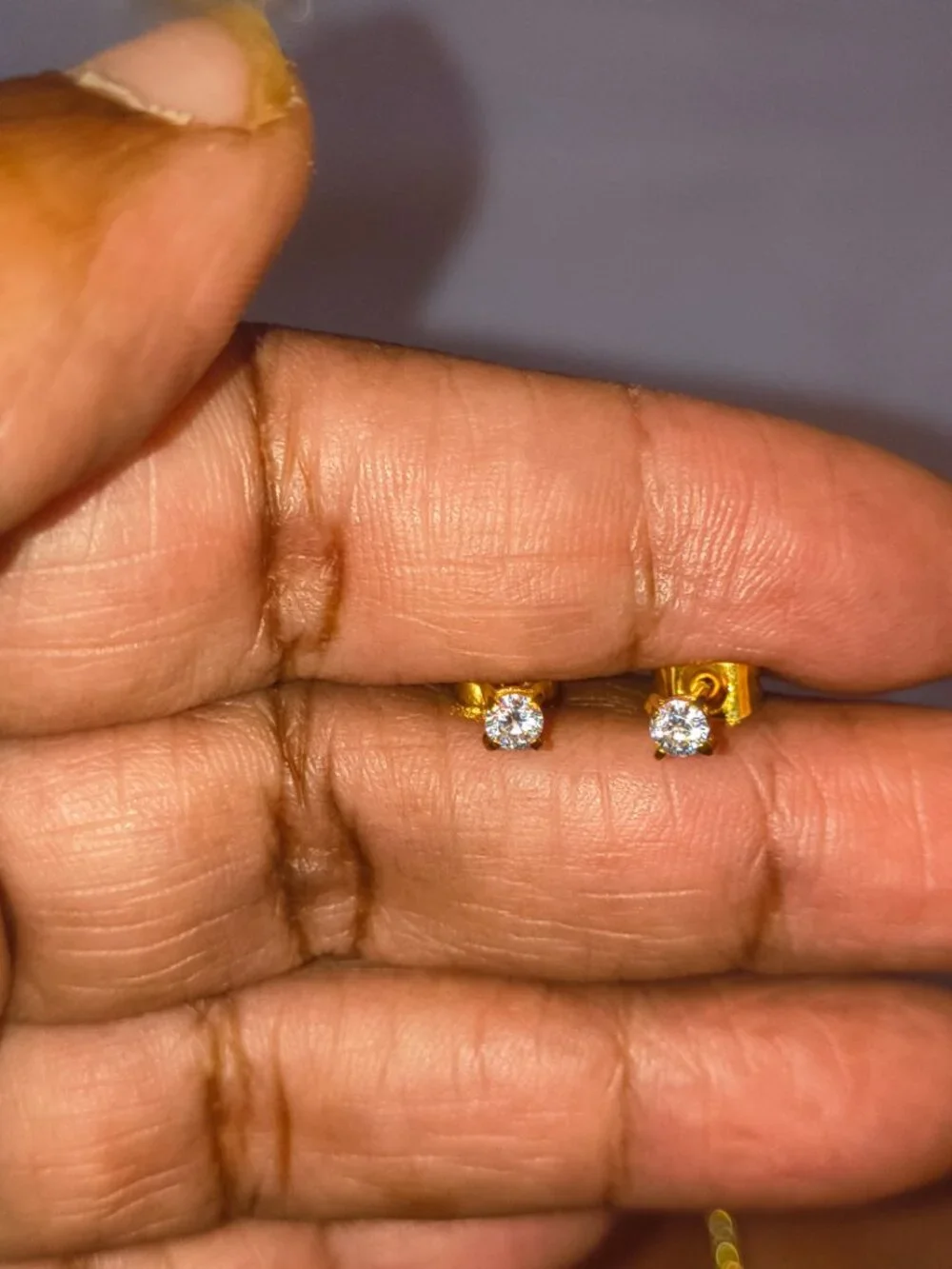 2 Pairs 14K Gold Silver CZ Dangle Stud Earrings